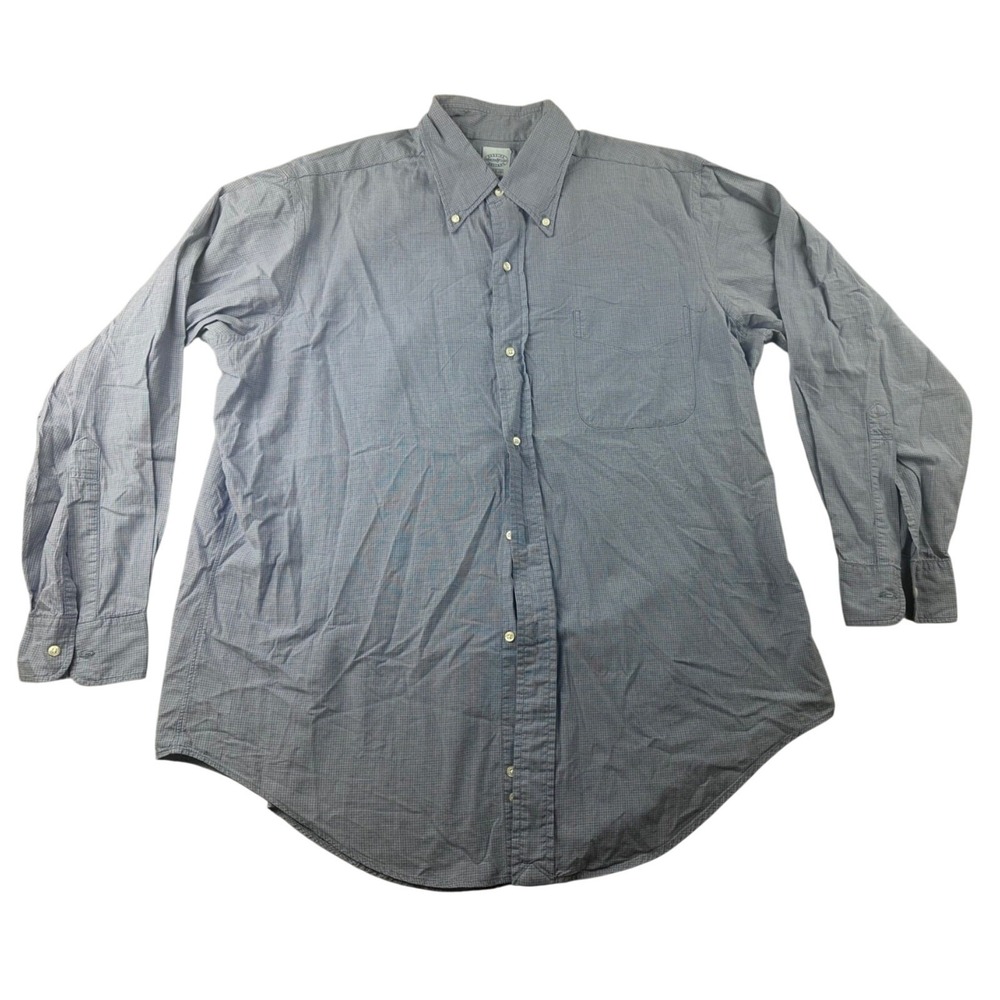 Mercer & Sons Button-Up Shirt Men 16 33 Blue Regular 100% Cotton Check Preppy
